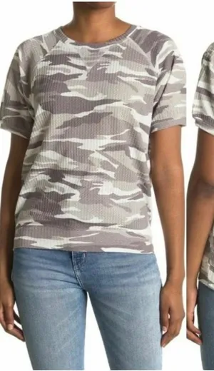Sweet Romeo Gray Camo Waffle Knit Top‎ NW Size Small thumbnail 1
