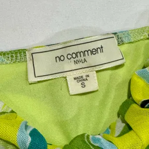 Vintage Y2K No Comment Green Abstract Swirl Mesh Lettuce Trim Mini Dress Small thumbnail 4