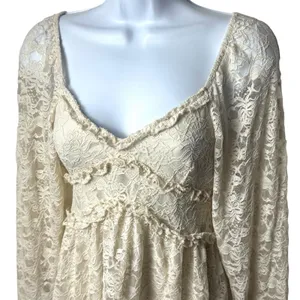 Altar's State Ivory Lace Sweetheart Babydoll Blouse Cottagecore Fairy Feminine S thumbnail 3