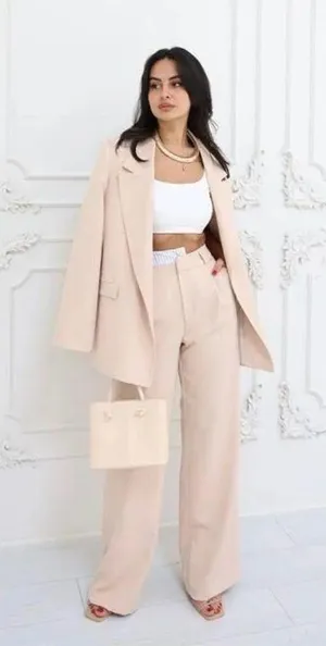 Reyon Blazer & Pants suit set Size S Tan thumbnail 1