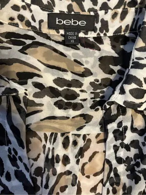 bebe Black and Tan Animal Print Sleeveless Draped Camisole thumbnail 2