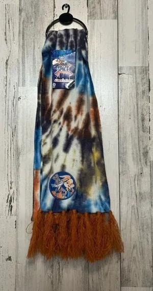 Looney Tunes Tie-Dye Scarf With Fringe Bugs Bunny & Lola Bunny Patch Space Jam S thumbnail 1