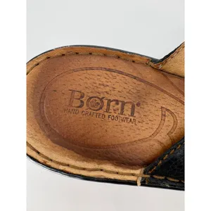Born Sandal Womens 10 Black Leather Thong Buckle Wedge Comfort Handcrafted thumbnail 4