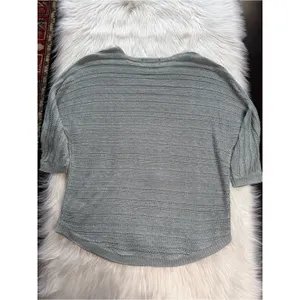 Tahari Light Green Linen Open Knit Pullover Sweater thumbnail 7