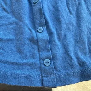 American Eagle Button Front Short Puff Sleeve Top in Blue Size XS NWT thumbnail 2