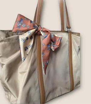 Y2K Archive Prada Nylon Tote Khaki Brown Leather thumbnail 1