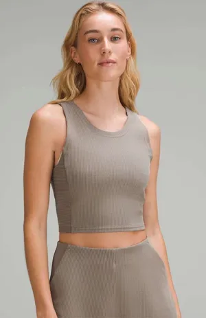 Lululemon Ribbed Softstreme Cropped Tank Top, Nomad thumbnail 1