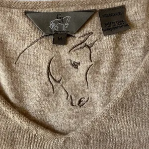 Good Rider Cashemere Tan Sweater Women’s | Embroidered Details Sz‎ Medium thumbnail 5