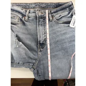 Old Navy High Rise OG Straight Jeans 10 Distressed Medium Wash‎ Raw Hem NWT thumbnail 8