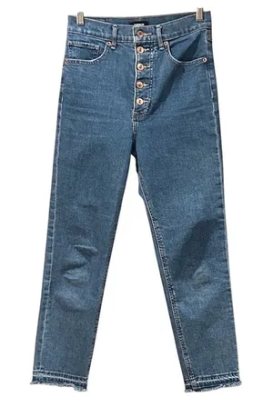 EXPRESS Mom‎ Jeans Women's 4 Super High Rise Button Fly Cropped Denim Pant thumbnail 1