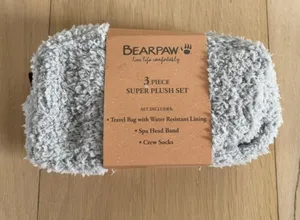 BearPaw 3 Piece Super Plush Set Gray NWT thumbnail 1