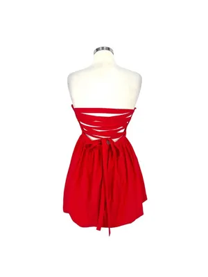Amanda Uprichard Oscar Dress Bubble Skirt Lace-Up Back Strapless Size Medium thumbnail 6