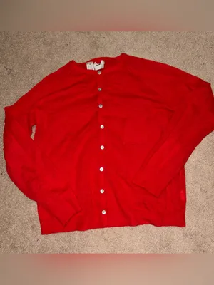 DKNY Vintage Red Wool Mohair Cardigan Sweater Sz M Made in Hong Kong thumbnail 4
