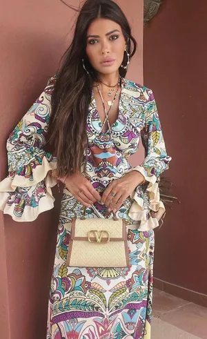 Zara Bohemian ruffled Patterned Maxi Dress casual summer vacation thumbnail 3