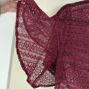 Marissa Webb Cybil Maroon Lace Flutter Sleeve Dress Size Small Sheer Lace Drama thumbnail 10