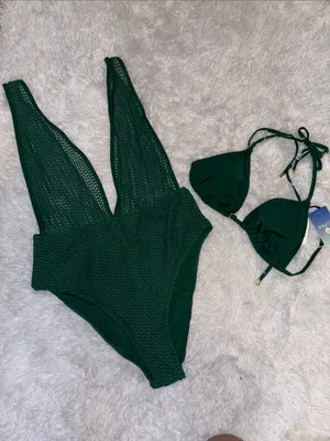 Cupshe Sweet Pick Green Swimsuit Set thumbnail 5