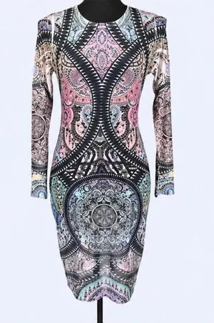Vintage Y2K boho fairycore sheer mesh bodycon mini dress size small 💖 thumbnail 1
