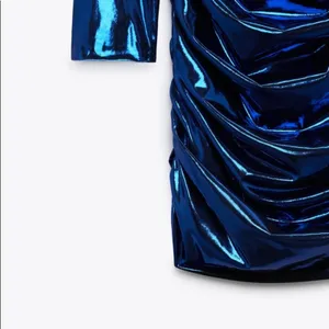 Zara Blogger Favorite Draped Laminated Dress thumbnail 11