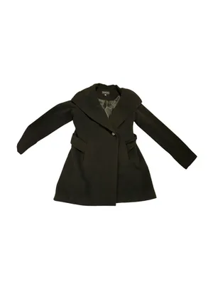 Braetan Black Wool Blend Belted Shawl Collar Wrap Coat Size 4 thumbnail 3