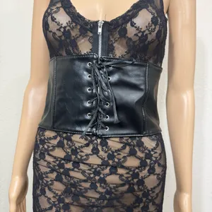 Black Faux Leather Corset New thumbnail 2