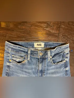 PAIGE Jeans Womens Size 27 Blue Wash Raw Hem Kick Flare Slim Bootcut Denim thumbnail 4