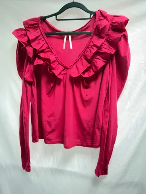 Anthropologie Ruffled V-Neck Top Size Medium NWOT thumbnail 6