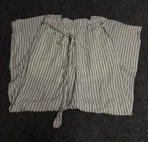 Caren Forbes Striped Drawstring Wide-Leg Pants in white and Black thumbnail 1