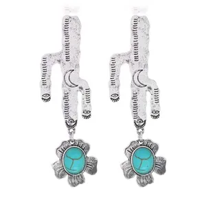 Silver Cactus/Turquoise Earrings thumbnail 3