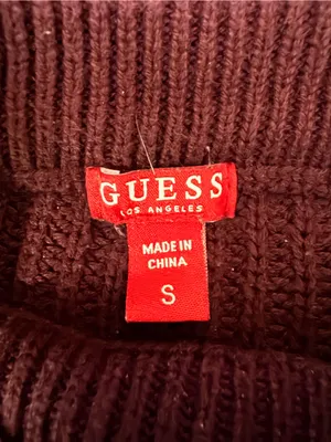 Guess Lace-Up Ribbed Crewneck Sweater - Wine thumbnail 3