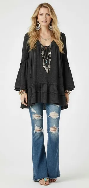 OLI & HALI Flowy Hooded Top Black Size L thumbnail 1