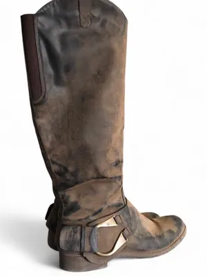 Y2K Brown equestrian goth riding harness preppy knee high boots buckles western distressed whimsygoth boho festival indie hippie #campus #streetwear #gorpcore #acubi #subversive black brown Sz 10M - Measurement in pics thumbnail 1