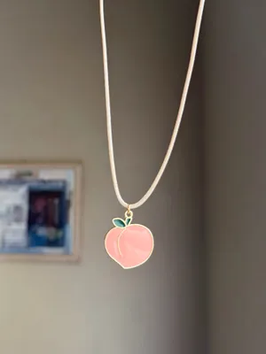 Handmade peach fruit Kawaii y2k funky pop style necklace🍑 thumbnail 2