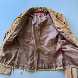 Vintage Jennyfer J Whipstitch Suede Leather Jacket thumbnail 3