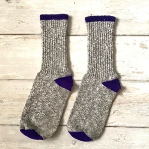 Urban Outfitters Women’s Scrunch Crew Socks Gray Knit & Purple OS Adult NEW thumbnail 1