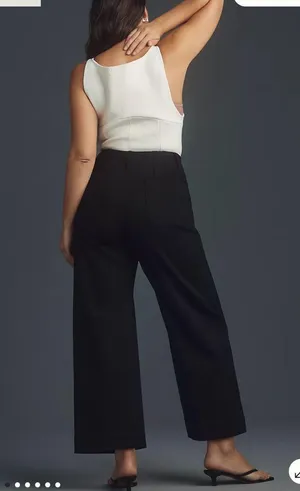 Anthropologie Maeve Colette Ponte Crop Wide-Leg Black Pants thumbnail 3