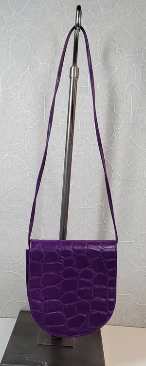 Vintage Dover Crossbody Bag Womens Purple Embossed Animal Print Mirror Purse thumbnail 1