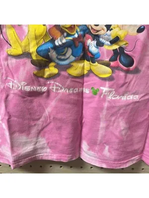 bleach dyed 2006 Disney graphic, short sleeve T-shirt characters thumbnail 5