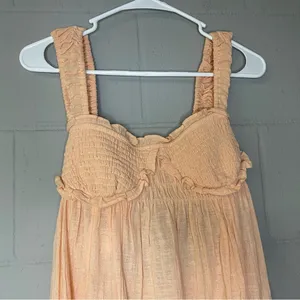 Free People Blissful Breeze Gauzy Linen Babydoll Mini Dress thumbnail 3