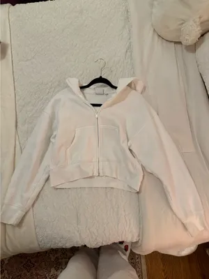 Aritzia White Sweatfleece hoodie  thumbnail 2
