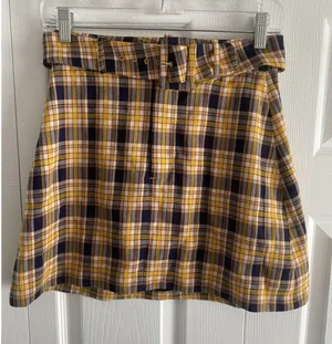 Capulet Belted Plaid Mini Skirt Womens Size XS Yellow Preppy Clueless Revolve‎ thumbnail 1