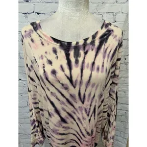 Torrid Super Soft Knit Multi Color Tie Dye Round Neck Pullover Top 1/1X Boho thumbnail 2