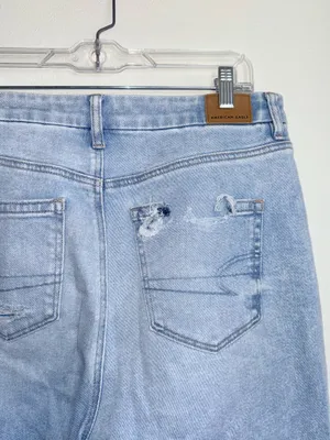 American Eagle Curvy Mom Jeans Light Wash Ripped High Rise 10 Short thumbnail 6