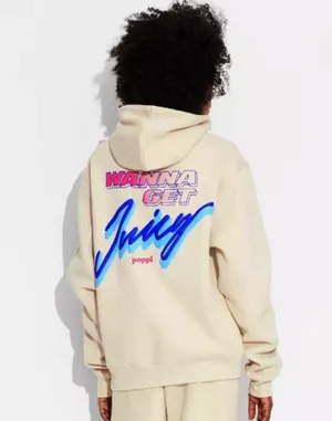 Poppi X Target Stay Juicy Oversized Hoodie Beige Size XS thumbnail 2