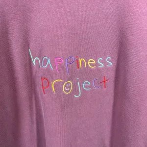 Happiness Project Cozy Embroidered Sweatshirt Small Mental Health Positive Vibe thumbnail 2