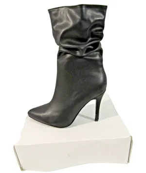FOREVER LINK Stiletto High Heel Wrinkled Slouchy Dress LILLI Boot Size: 8, BLACK thumbnail 1