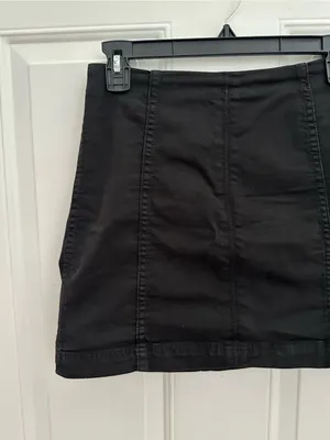 Free People Black Denim Mini Skirt - Women's Classic A-Line thumbnail 5