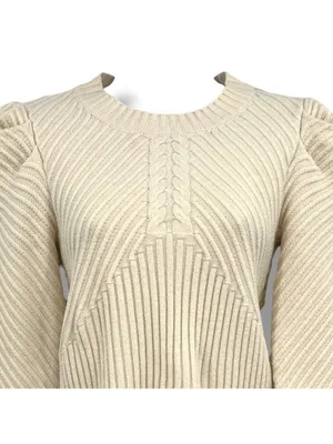 Allison Cecile Cream Ribbed Sweater Puff Sleeves Size XS Coquette Balletcore thumbnail 2