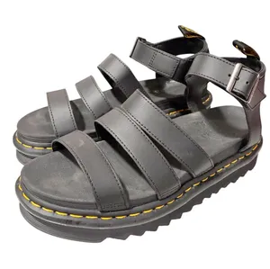 DR. MARTENS WOMAN SANDALS SHOES Black WEDGE CASUAL LEATHER CODE BLAIRE Size 10 thumbnail 1
