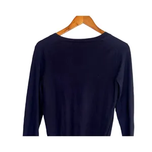 J.Crew Long Sleeve Soft Cotton V Neck Rib Hems Sweater Lightweight XS Navy Blue thumbnail 5