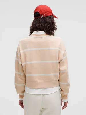 Lululemon Perfectly‎ Oversized Cropped Crew Stripe Cafe Au Lait White Opal 6 thumbnail 2